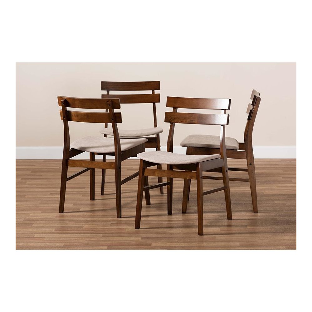 Walnut Brown Finished Wood 4-Piece Dining Chair Set