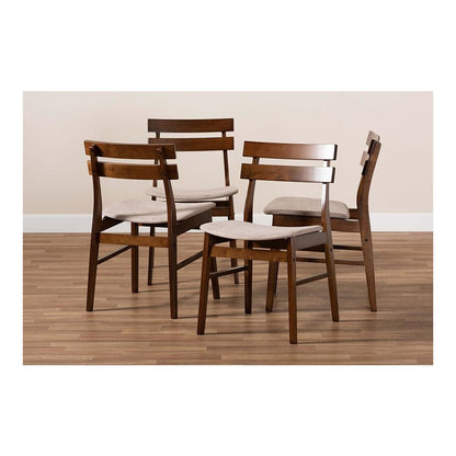 Walnut Brown Finished Wood 4-Piece Dining Chair Set