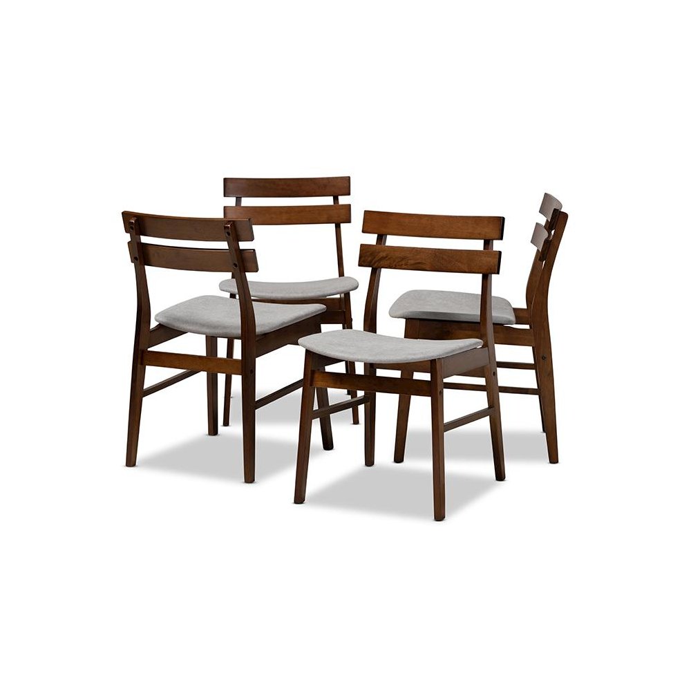Walnut Brown Finished Wood 4-Piece Dining Chair Set