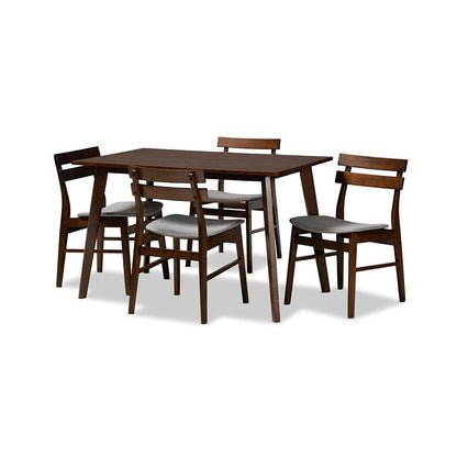 Walnut Brown Finished Wood 5-Piece Dining Set