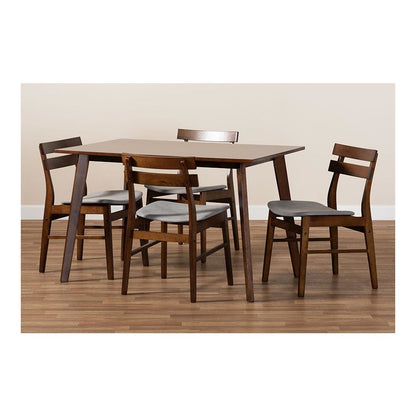 Walnut Brown Finished Wood 5-Piece Dining Set