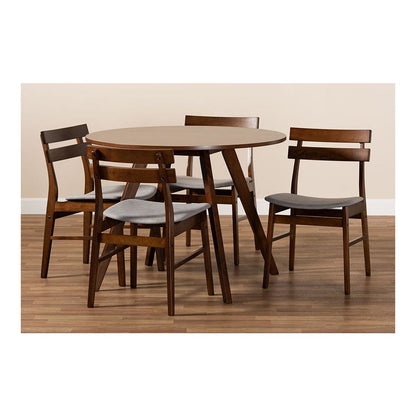 Walnut Brown Finished Wood 5-Piece Dining Set