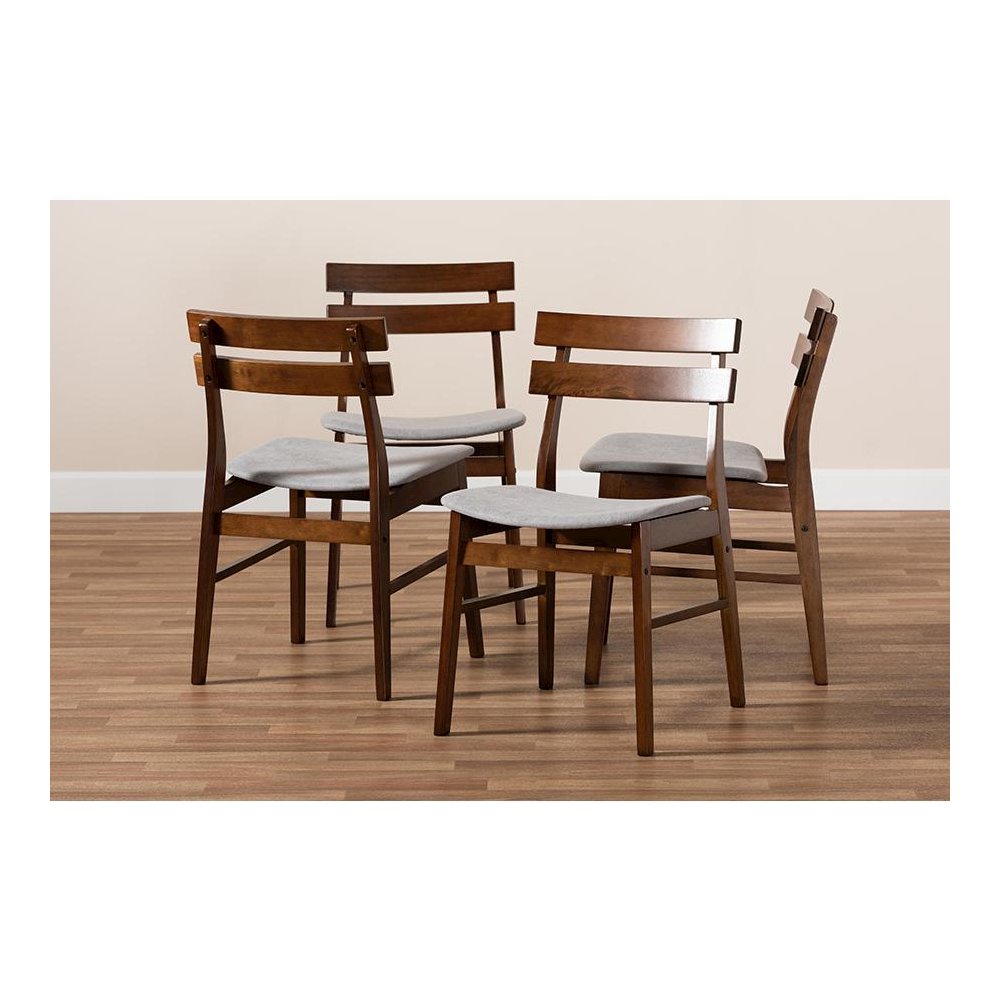 Walnut Brown Finished Wood 4-Piece Dining Chair Set