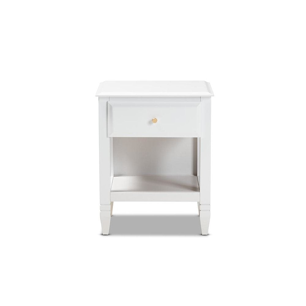 Naomi Classic and Transitional White Finished Wood 1-Drawer Bedroom Nightstand