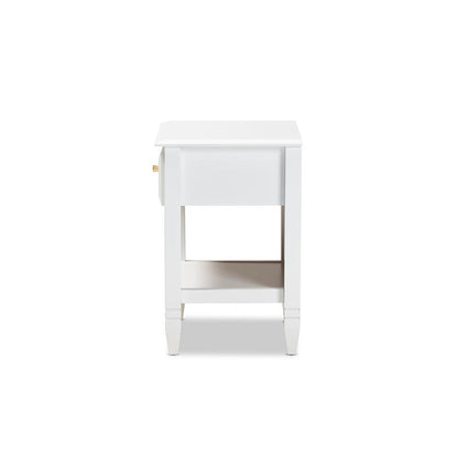 Naomi Classic and Transitional White Finished Wood 1-Drawer Bedroom Nightstand