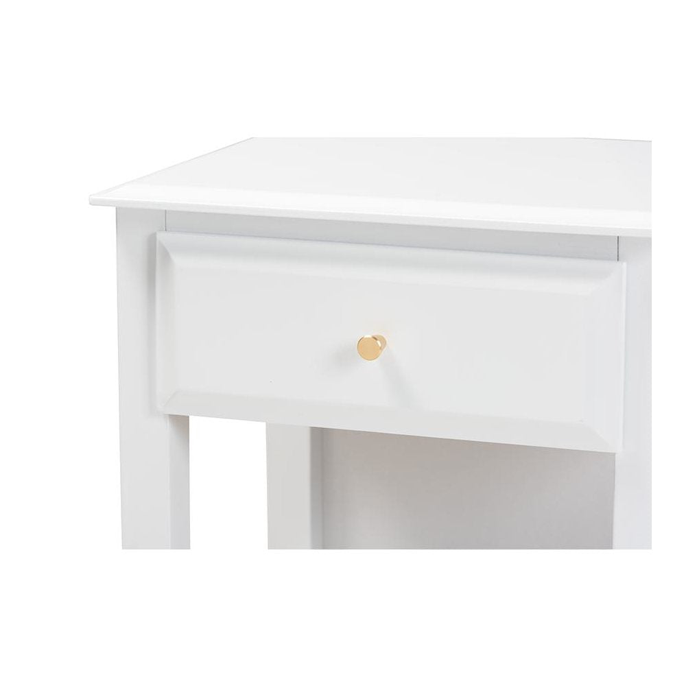Naomi Classic and Transitional White Finished Wood 1-Drawer Bedroom Nightstand