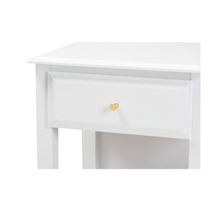 Naomi Classic and Transitional White Finished Wood 1-Drawer Bedroom Nightstand