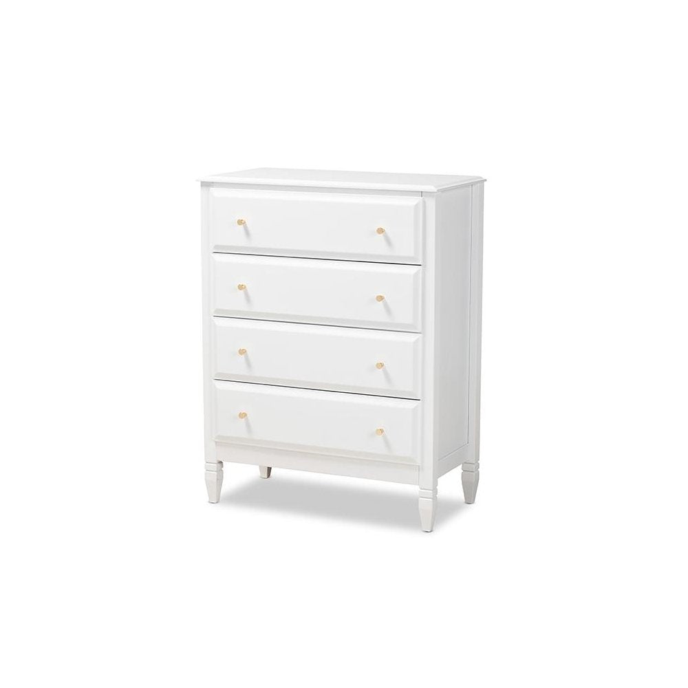 Naomi Classic and Transitional White Finished Wood 4-Drawer Bedroom Chest