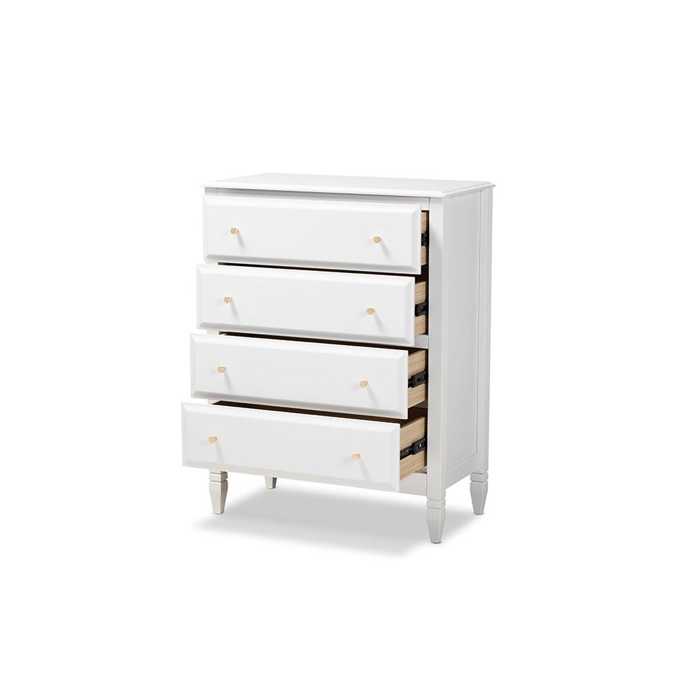 Naomi Classic and Transitional White Finished Wood 4-Drawer Bedroom Chest