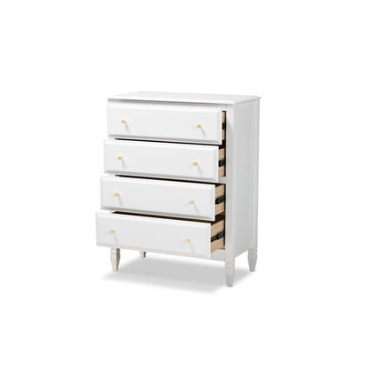 Naomi Classic and Transitional White Finished Wood 4-Drawer Bedroom Chest