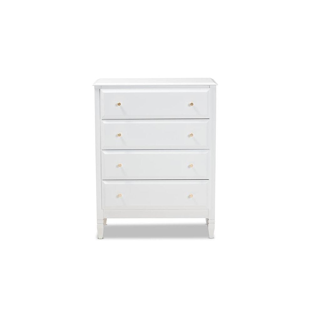 Naomi Classic and Transitional White Finished Wood 4-Drawer Bedroom Chest