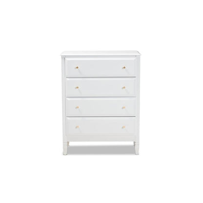 Naomi Classic and Transitional White Finished Wood 4-Drawer Bedroom Chest