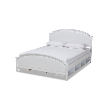 Traditional Transitional White Finished Wood Full Size Storage Platform Bed