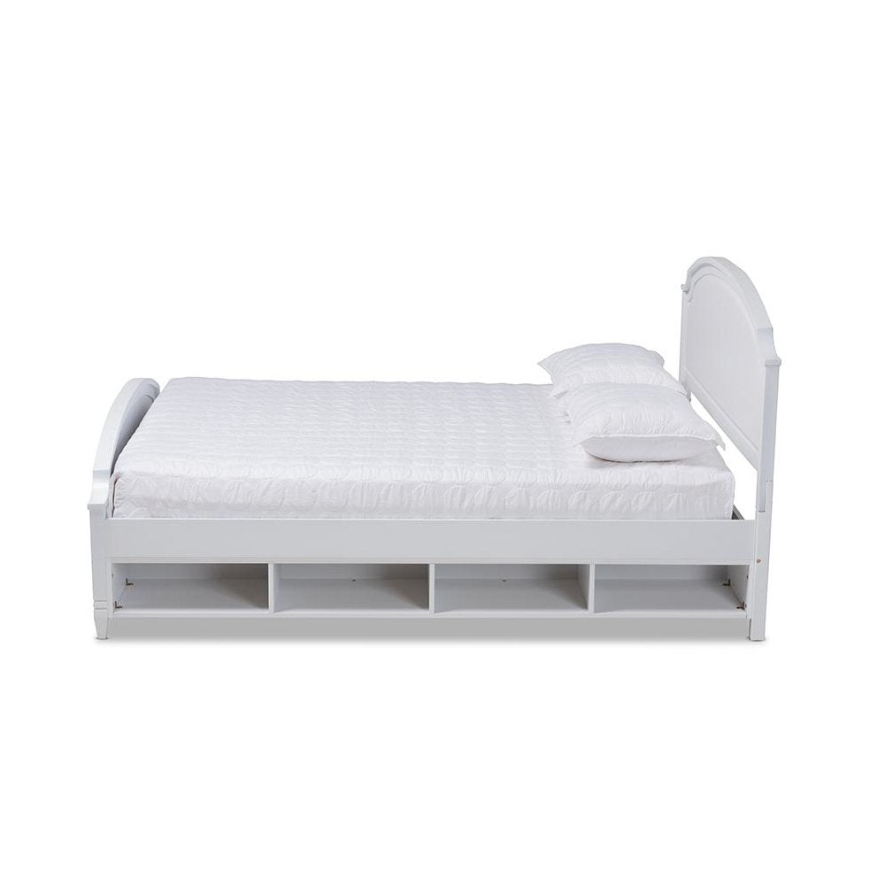 Traditional Transitional White Finished Wood Full Size Storage Platform Bed