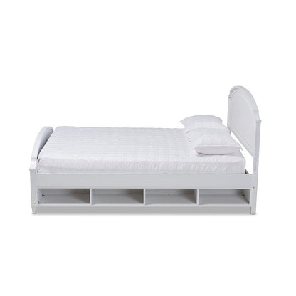 Traditional Transitional White Finished Wood Full Size Storage Platform Bed