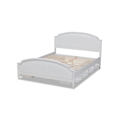Traditional Transitional White Finished Wood Full Size Storage Platform Bed