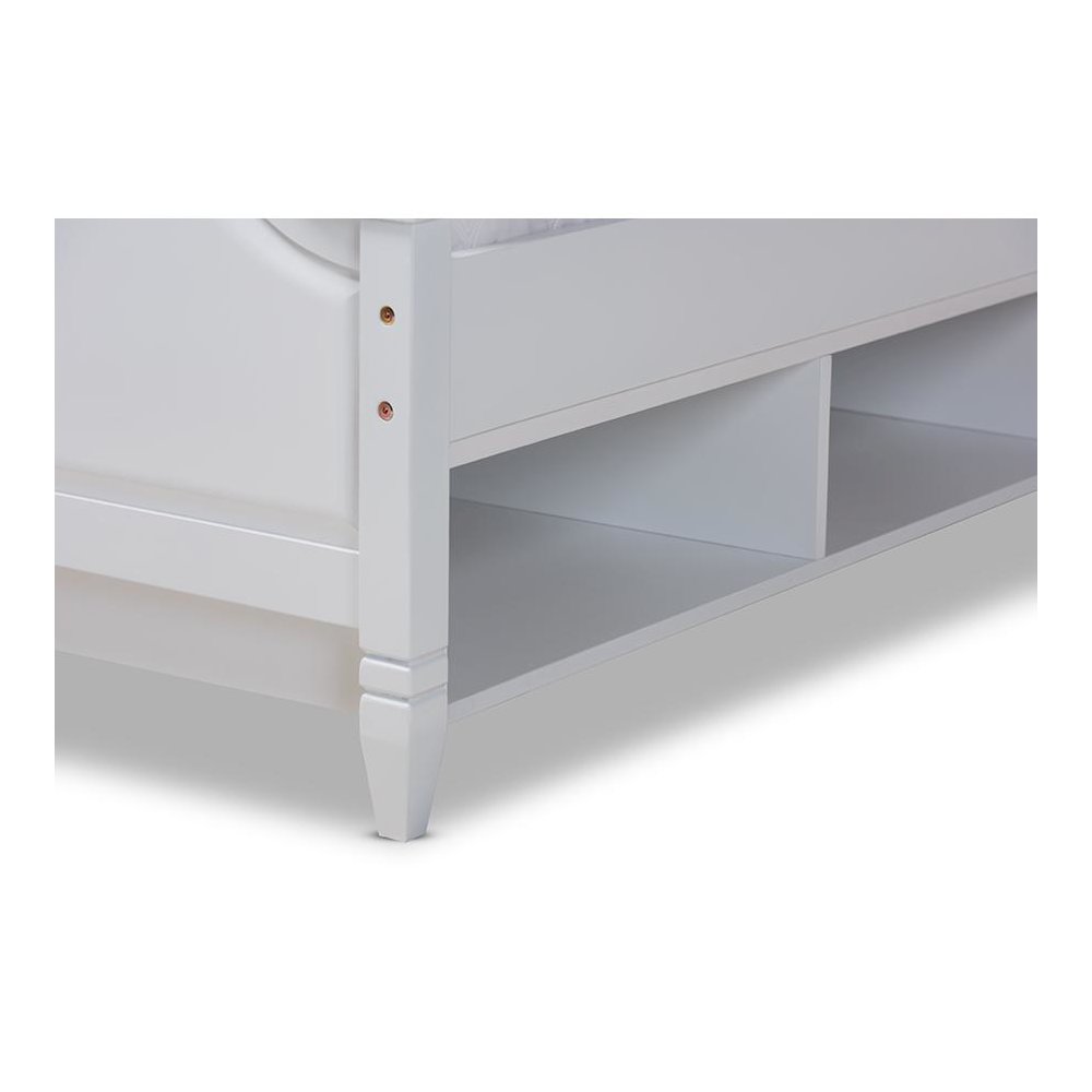 Traditional Transitional White Finished Wood Full Size Storage Platform Bed