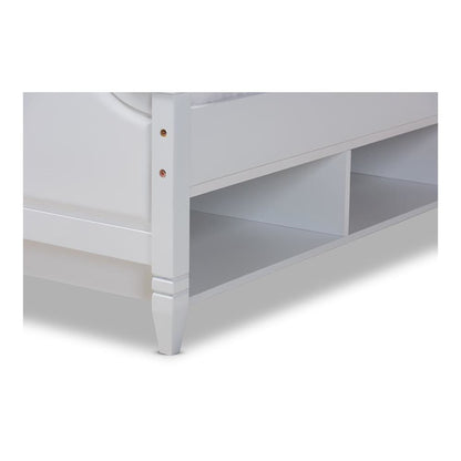 Traditional Transitional White Finished Wood Full Size Storage Platform Bed