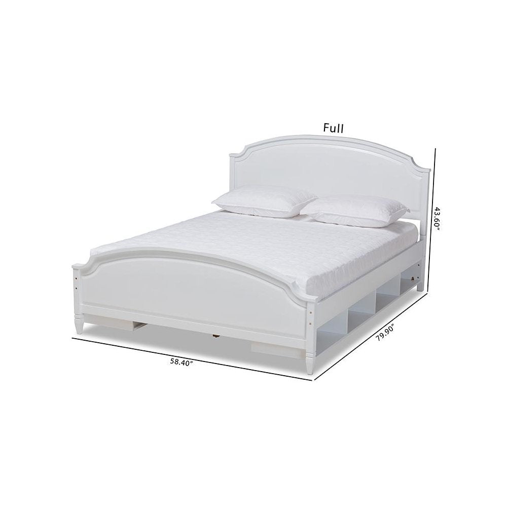 Traditional Transitional White Finished Wood Full Size Storage Platform Bed