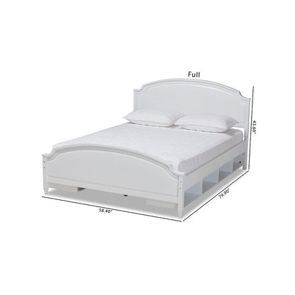 Traditional Transitional White Finished Wood Full Size Storage Platform Bed