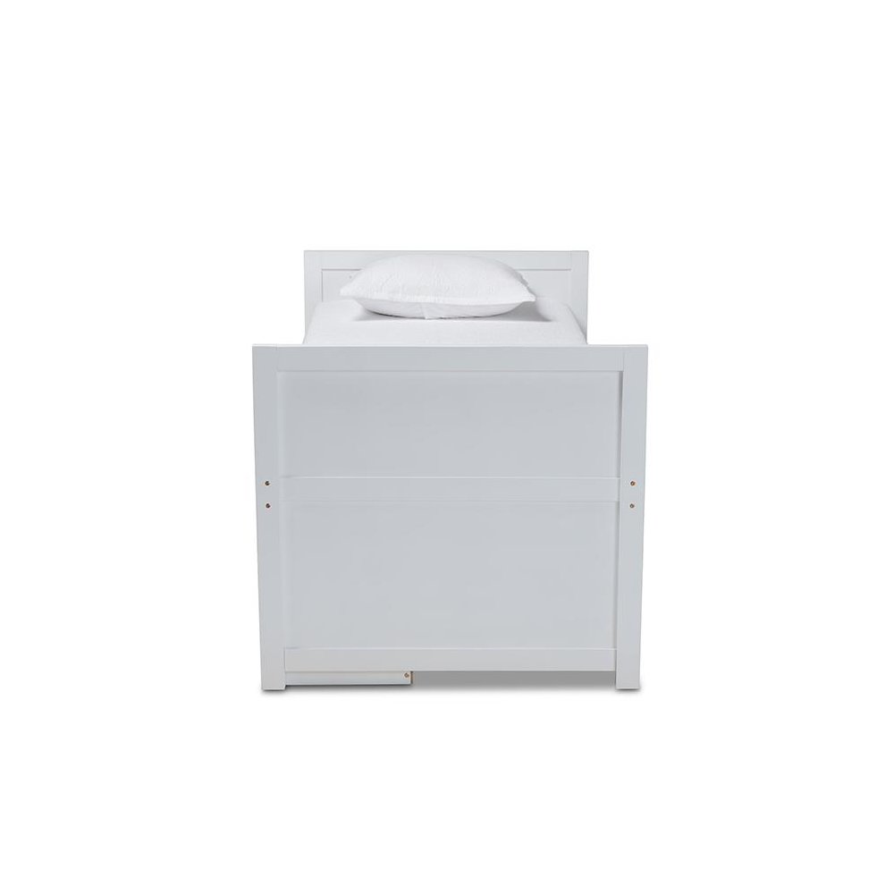 White Finished Wood 5-Drawer Twin Size Storage Bed with Pull-Out Desk