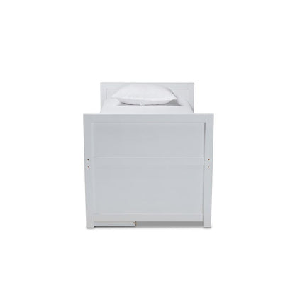 White Finished Wood 5-Drawer Twin Size Storage Bed with Pull-Out Desk
