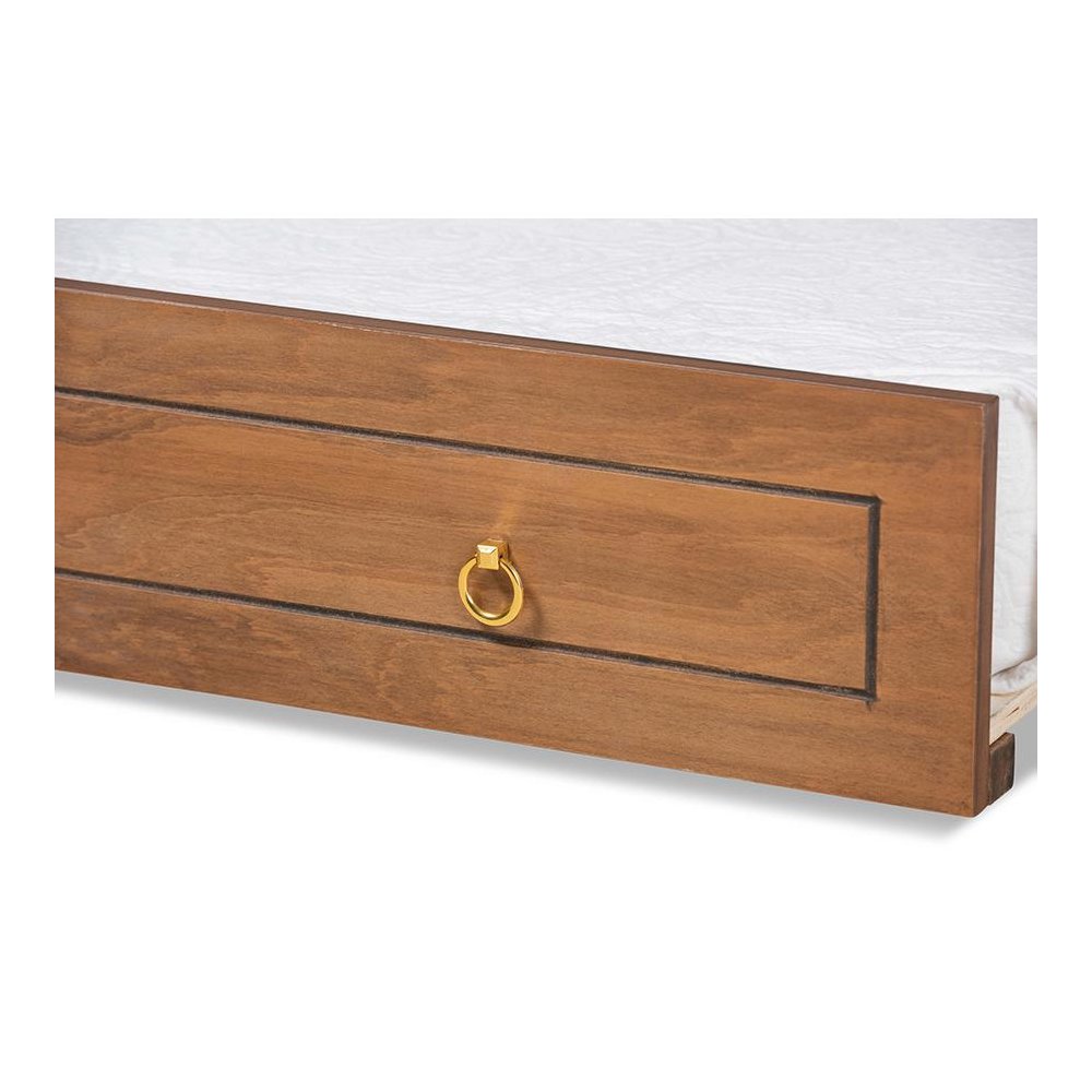 Alya Classic Traditional Farmhouse Walnut Brown Finished Wood Twin Size Trundle