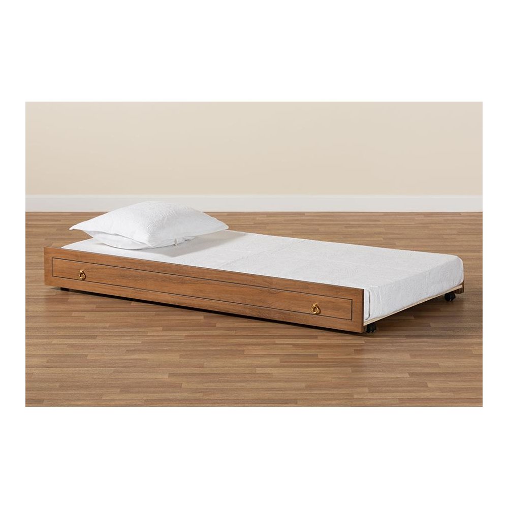 Alya Classic Traditional Farmhouse Walnut Brown Finished Wood Twin Size Trundle