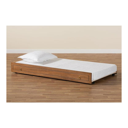 Alya Classic Traditional Farmhouse Walnut Brown Finished Wood Twin Size Trundle