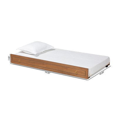 Alya Classic Traditional Farmhouse Walnut Brown Finished Wood Twin Size Trundle