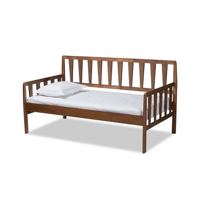 Transitional Walnut Brown Finished Wood Twin Size Daybed