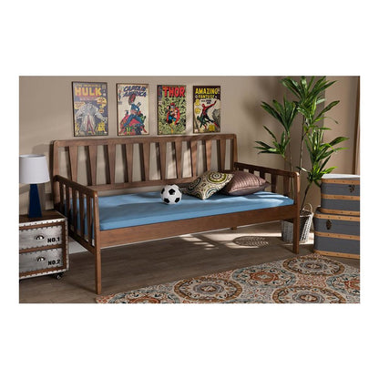 Transitional Walnut Brown Finished Wood Twin Size Daybed
