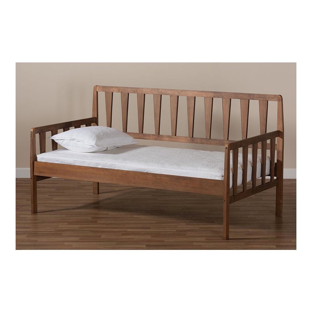 Transitional Walnut Brown Finished Wood Twin Size Daybed