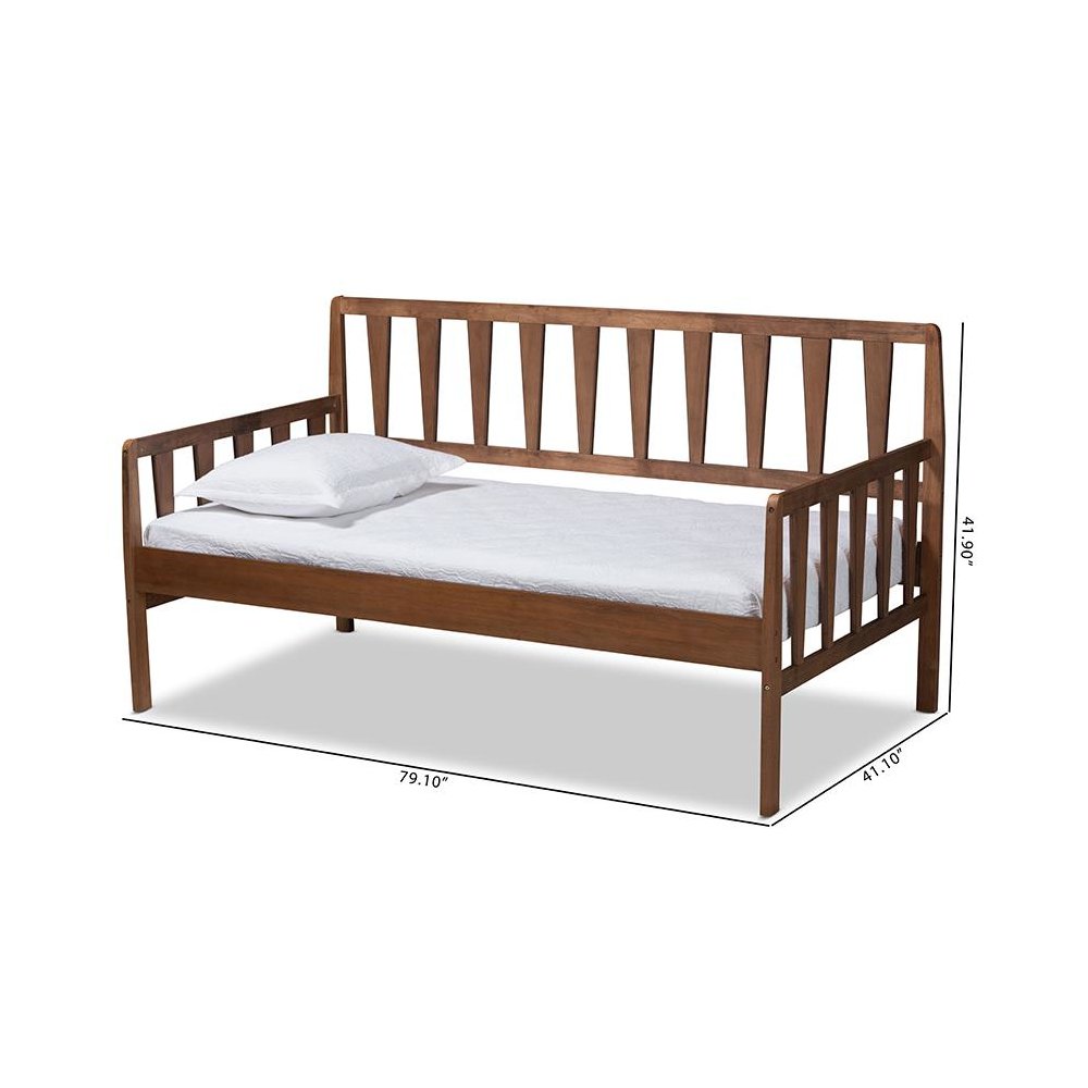 Transitional Walnut Brown Finished Wood Twin Size Daybed