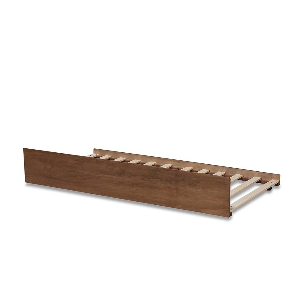 Transitional Walnut Brown Finished Wood Twin Size Trundle Bed