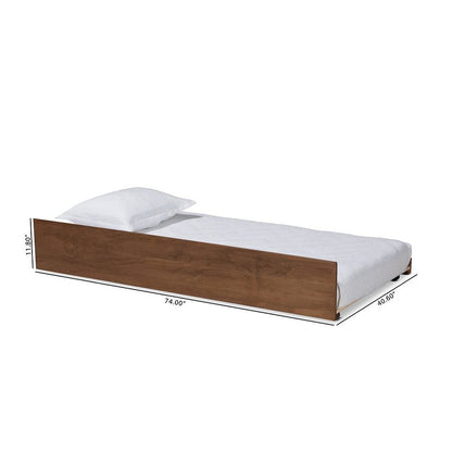 Transitional Walnut Brown Finished Wood Twin Size Trundle Bed