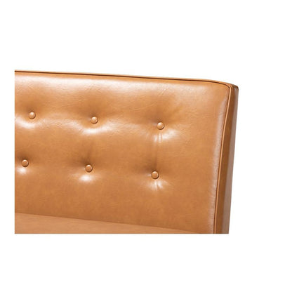 Leather Upholstered Walnut Brown Finished 2-Piece Wood Dining Nook Banquette Set