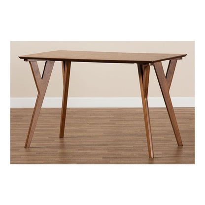 Sahar Mid-Century Modern Transitional Walnut Brown Finished Wood Dining Table