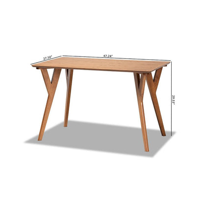 Sahar Mid-Century Modern Transitional Walnut Brown Finished Wood Dining Table