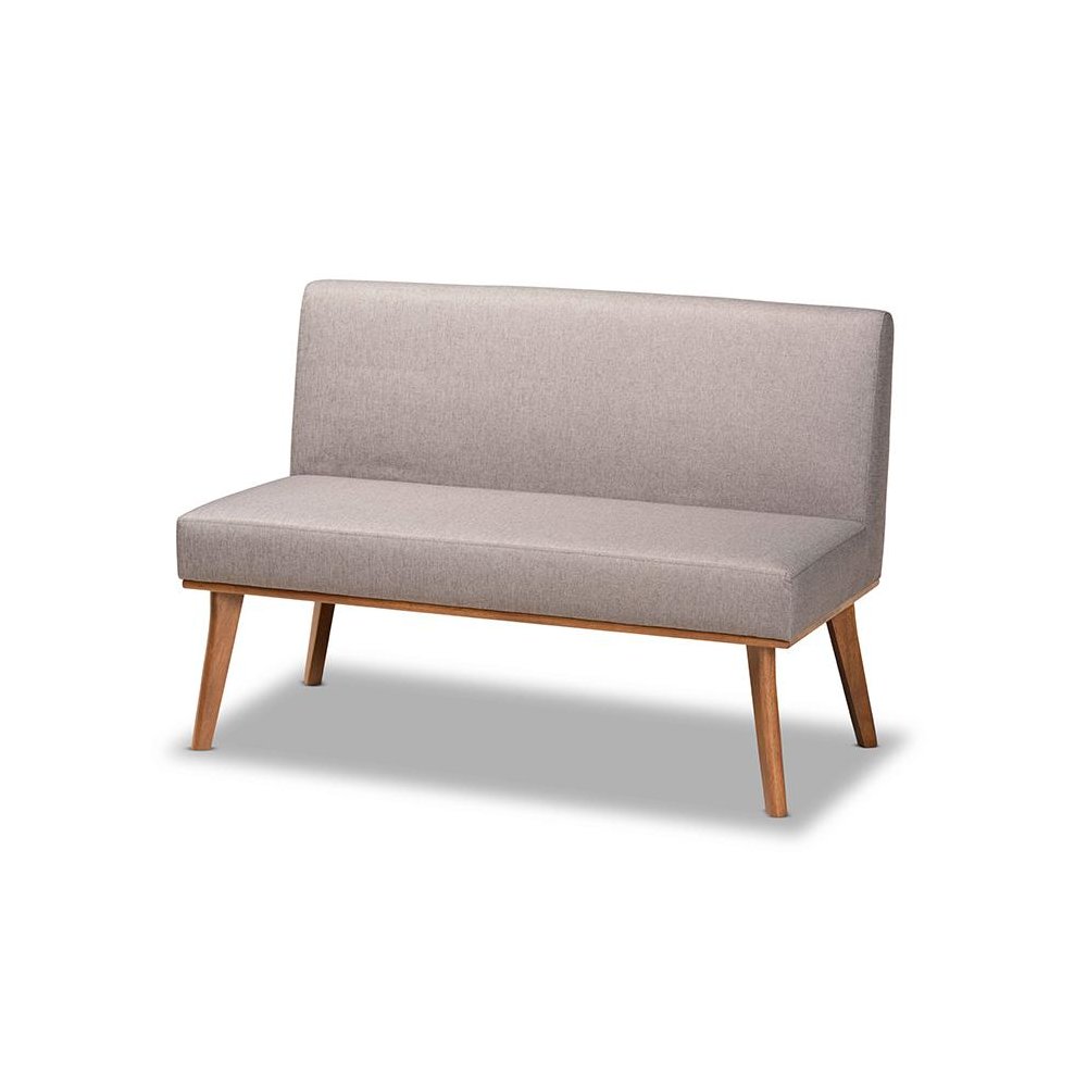 Grey Fabric Upholstered and Walnut Brown Finished Wood 3-Piece Dining Nook Set