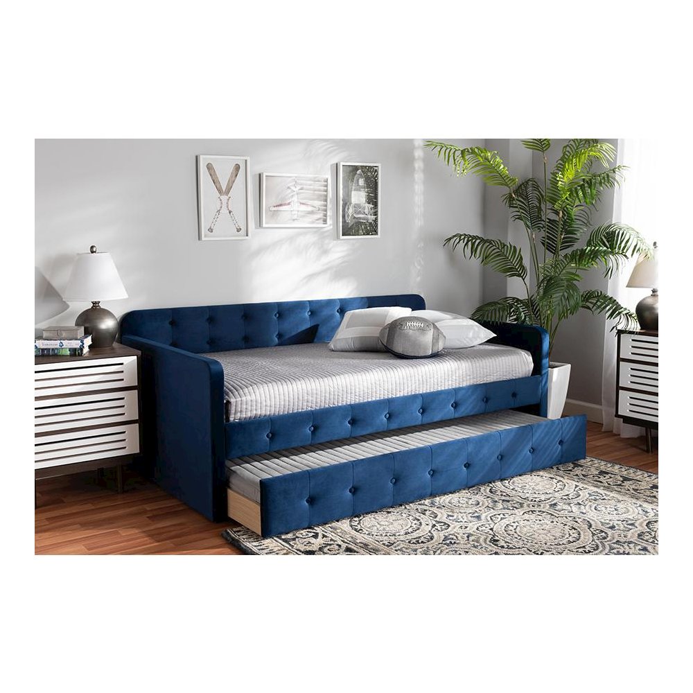Button Tufted Twin Size Daybed with Trundle