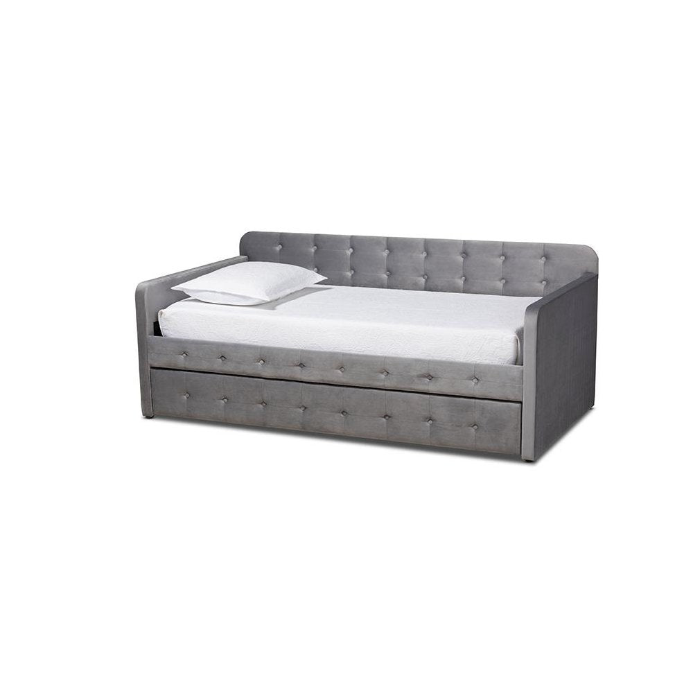 Button Tufted Twin Size Daybed with Trundle