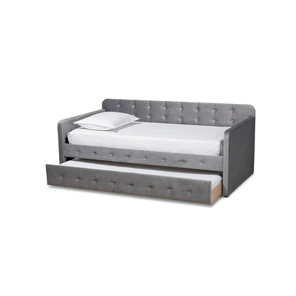 Button Tufted Twin Size Daybed with Trundle