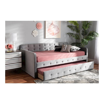 Button Tufted Twin Size Daybed with Trundle