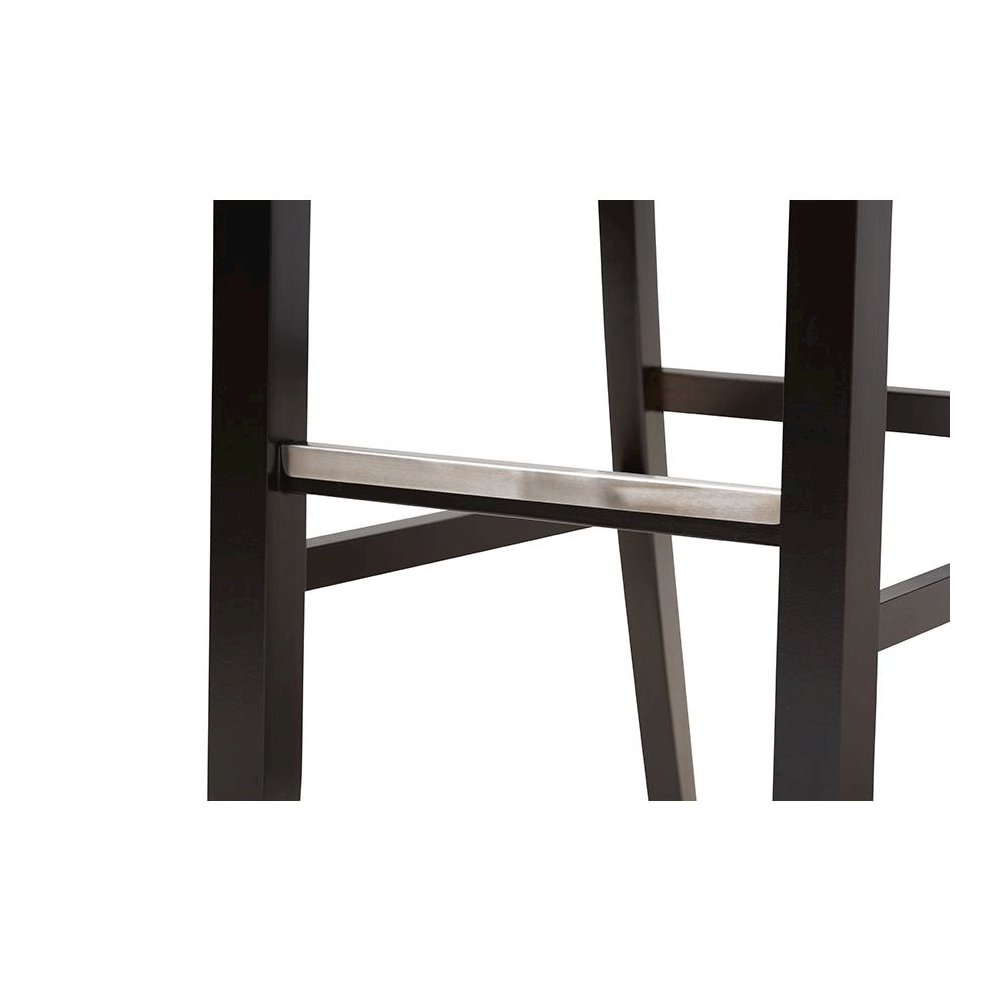 Sand Fabric Upholstered and Espresso Brown Finished Wood 2-Piece Bar Stool Set