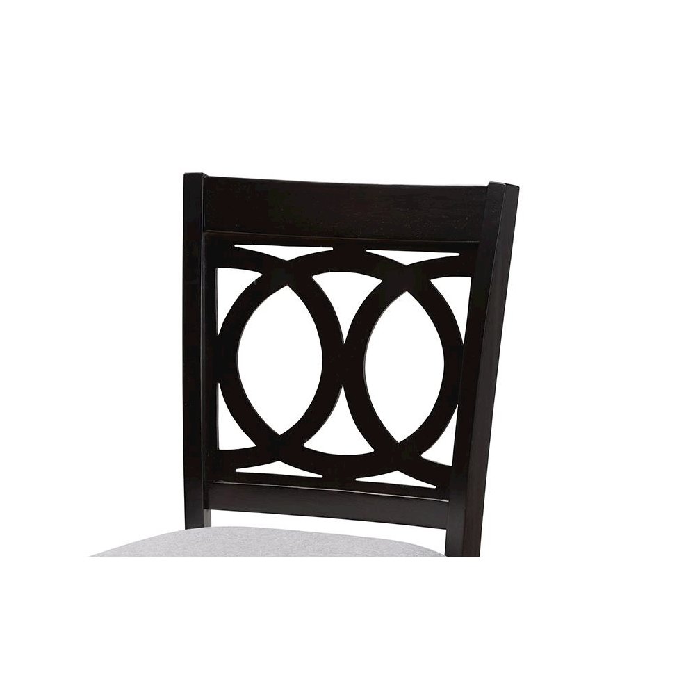 Grey Fabric Upholstered and Espresso Brown Finished Wood 2-Piece Bar Stool Set