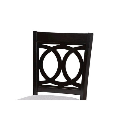 Grey Fabric Upholstered and Espresso Brown Finished Wood 2-Piece Bar Stool Set