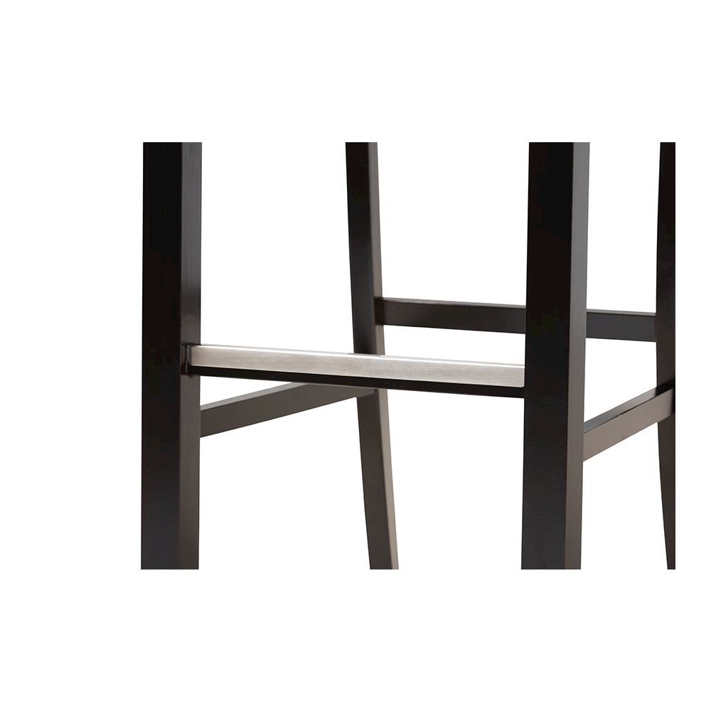 Grey Fabric Upholstered and Espresso Brown Finished Wood 2-Piece Bar Stool Set