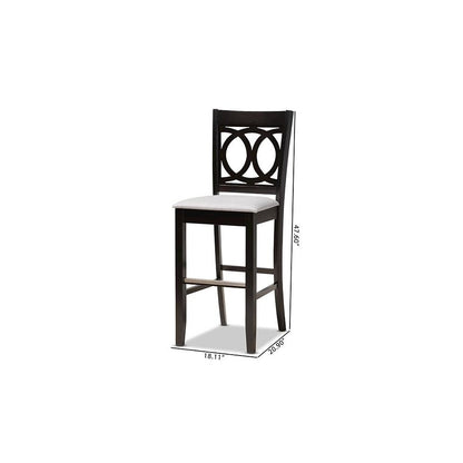 Grey Fabric Upholstered and Espresso Brown Finished Wood 2-Piece Bar Stool Set