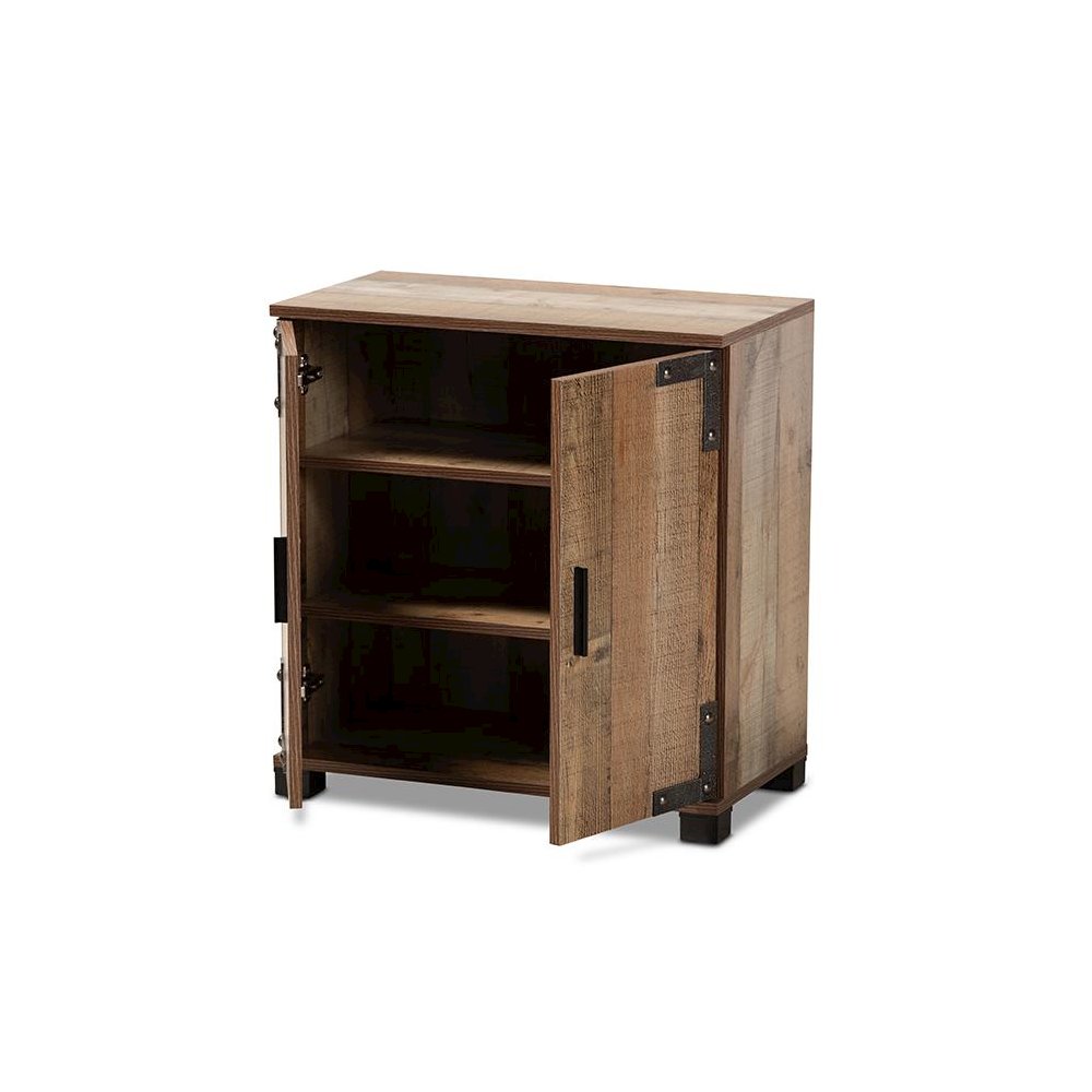 Farmhouse Rustic Finished Wood 2-Door Shoe Cabinet